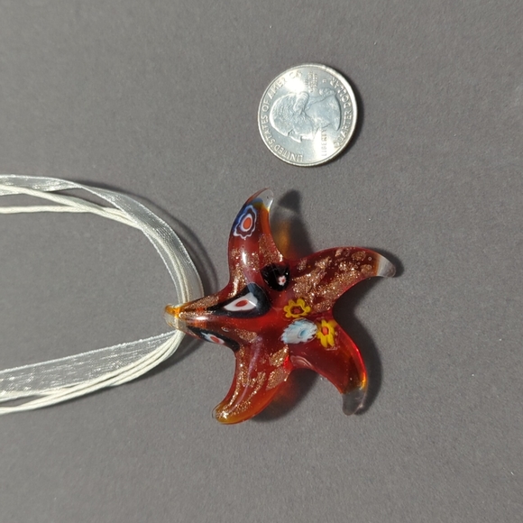 Glass Starfish Pendant Necklace - Picture 2 of 3